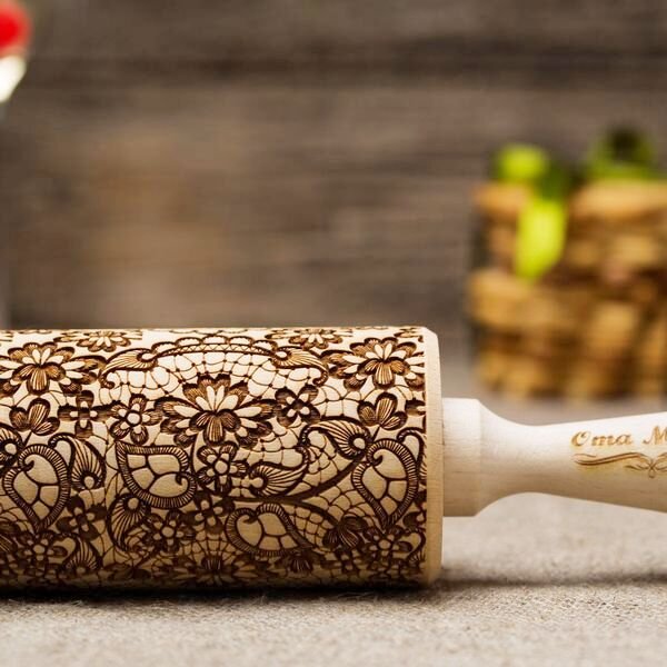 画像1: Lace engraved＜レース＞/Rolling Pin＜M＞ (1)