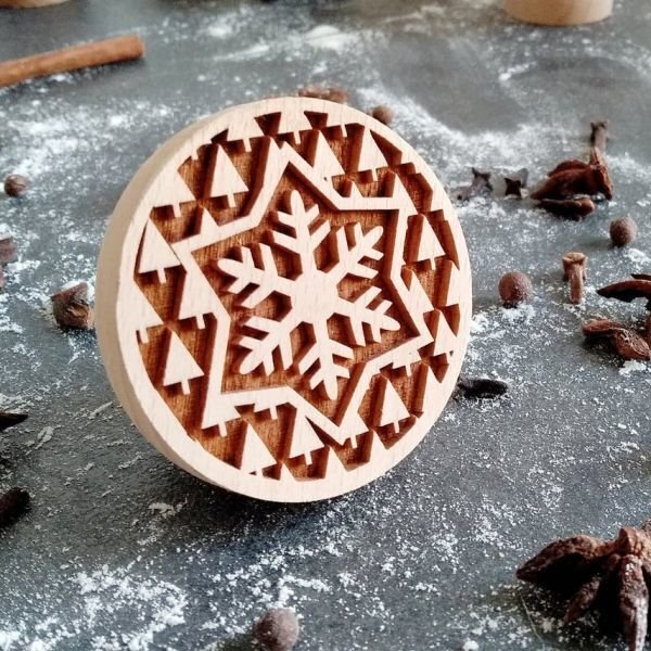 画像1: 雪の結晶＆ツリー/snowflakes with tree*wood cookie stamp (1)