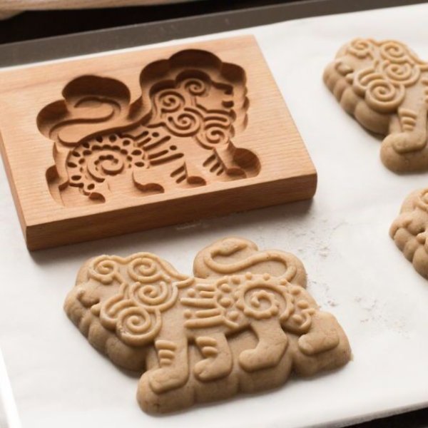 画像1: ライオン*wood gingerbread cookie mold (1)