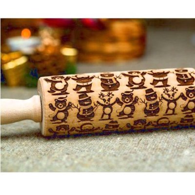 画像1: Snowman engraved ＜雪だるまと仲間たち＞/mini Rolling Pin