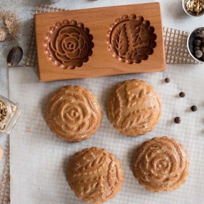 画像1: 薔薇＆葉っぱ *wood gingerbread cookie mold