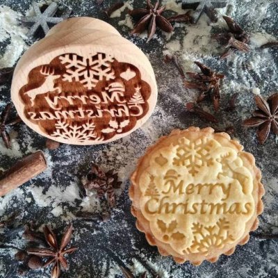 画像1: メリークリスマス/merry christmas*wood cookie stamp