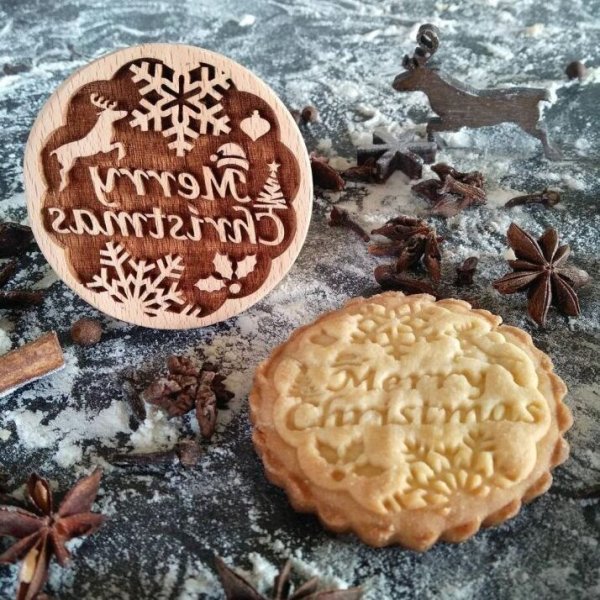 画像1: メリークリスマス/merry christmas*wood cookie stamp (1)