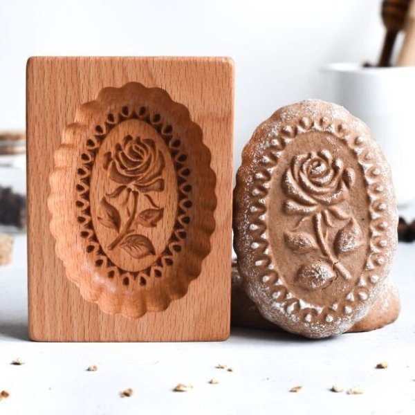 画像1: 薔薇withフレーム*wood gingerbread cookie mold (1)