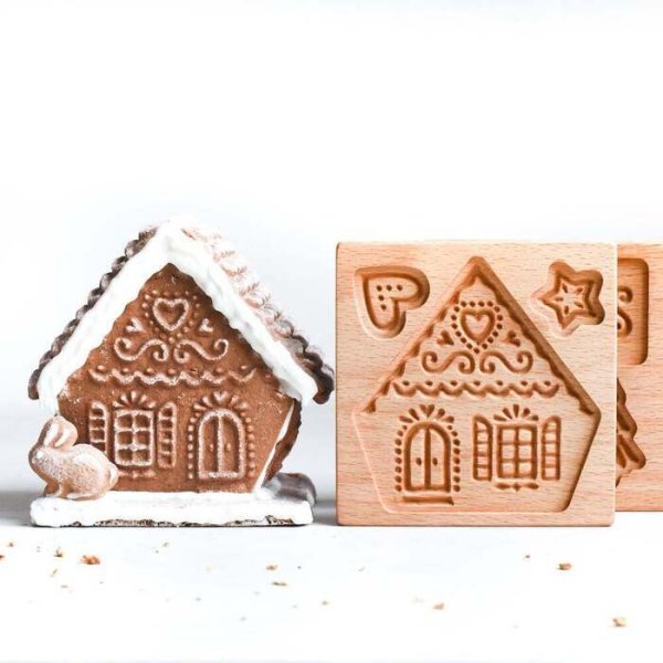 画像1: ★☆送料無料☆★Gingerbread House/ジンジャーハウス＜2枚組＞ *wood gingerbread cookie mold (1)
