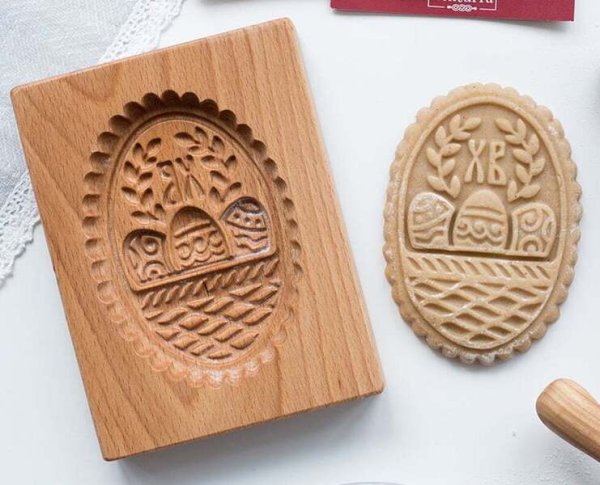 画像1: イースターエッグ*wood gingerbread cookie mold (1)