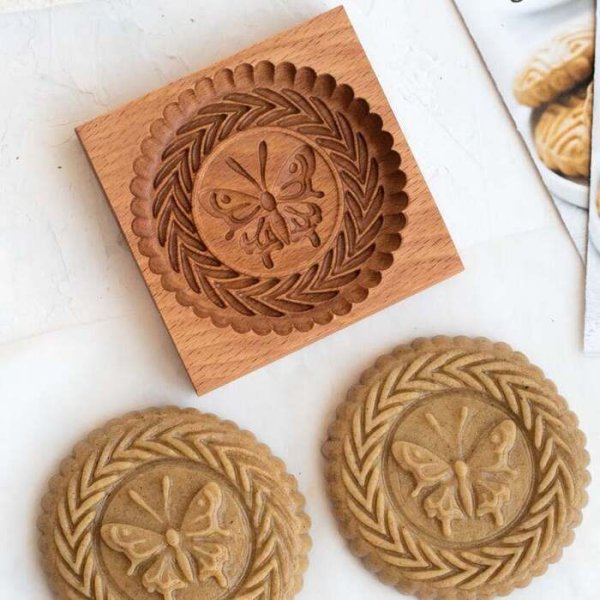 画像1: 蝶々*wood gingerbread cookie mold (1)