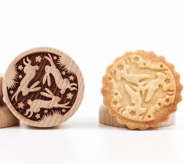 画像1: うさぎ＆うさぎ*wood cookie stamp (1)