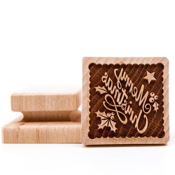 画像1: Merry Christmas*wood cookie stamp (1)