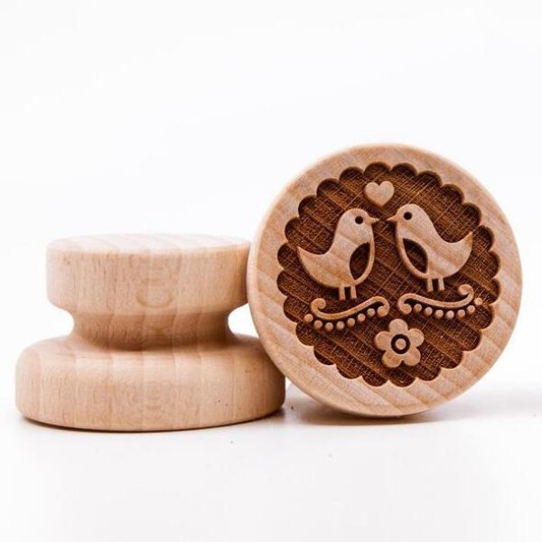 画像1: 小鳥とハート*wood cookie stamp (1)