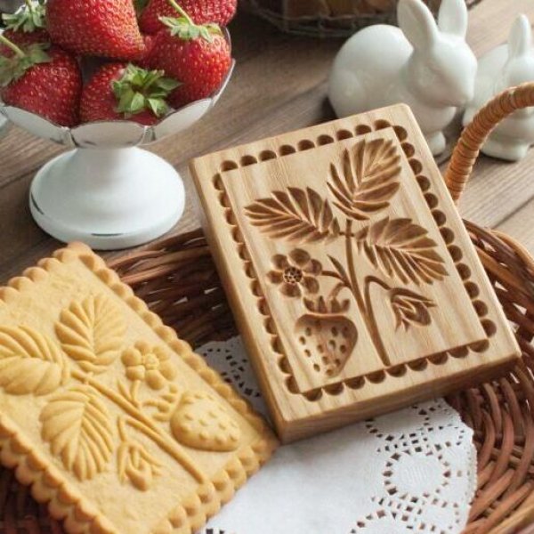 画像1: イチゴ* strawberry/wood cookie stamp (1)