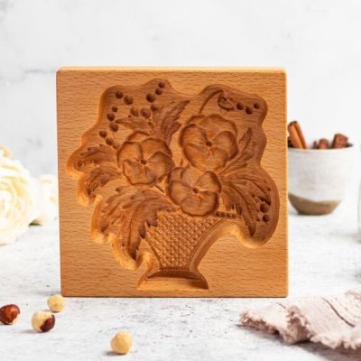 画像1: パンジー/Pansies carved*wood gingerbread cookie mold