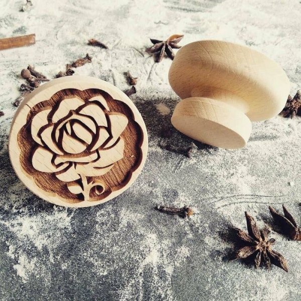 画像1: 薔薇*wood cookie stamp (1)