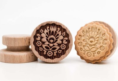 画像1: お花/Folk Flower＜2＞*wood cookie stamp