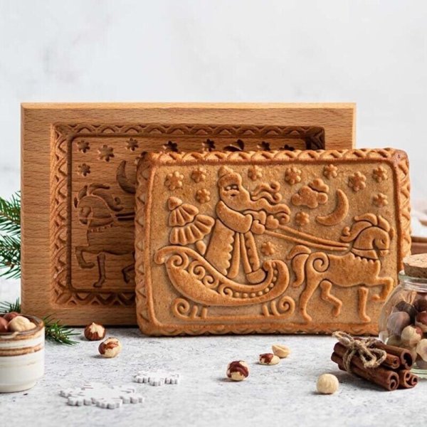 画像1: SANTA CLAUS/サンタクロース *wood gingerbread cookie mold (1)