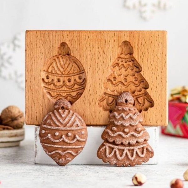 画像1: オーナメント*2種類＜その3＞ *wood gingerbread cookie mold (1)