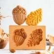 画像1: どんぐり＆葉っぱ *wood gingerbread cookie mold (1)