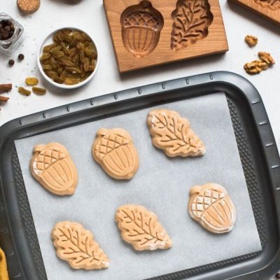 画像2: どんぐり＆葉っぱ *wood gingerbread cookie mold