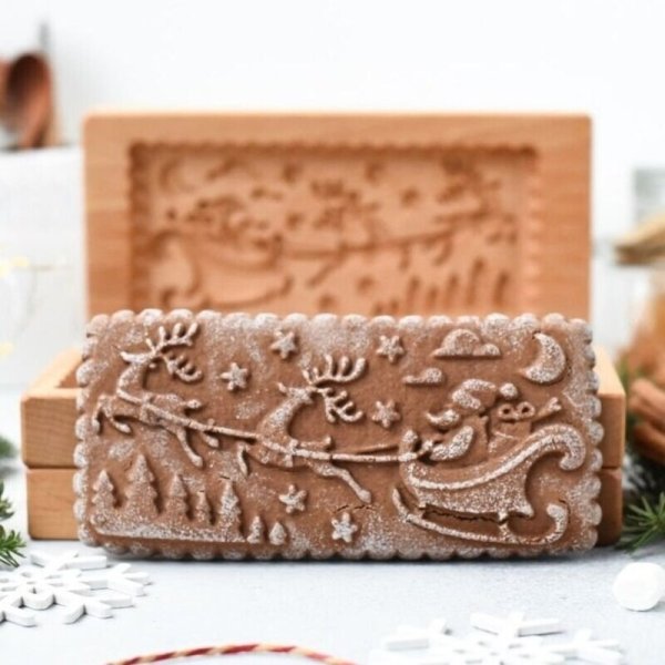 画像1: サンタとトナカイ *wood gingerbread cookie mold (1)