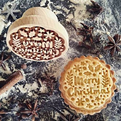 画像1: merry christmas/*wood cookie stamp