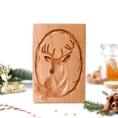 画像1: トナカイと松ぼっくり*wood gingerbread cookie mold