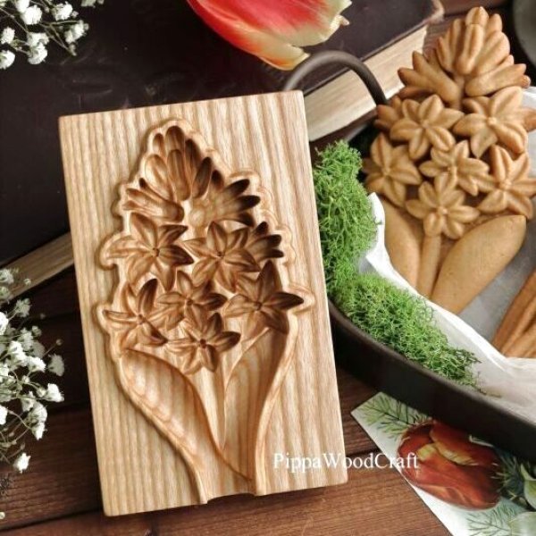 画像1: ヒヤシンス*Hyacinth/wood gingerbread cookie mold (1)
