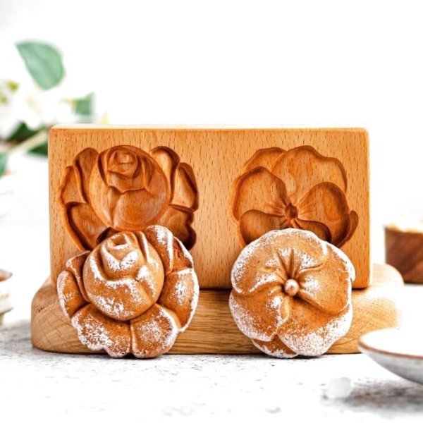 画像1: パンジー＆薔薇*wood gingerbread cookie mold (1)