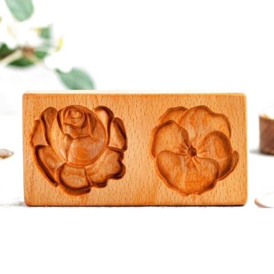 画像1: パンジー＆薔薇*wood gingerbread cookie mold