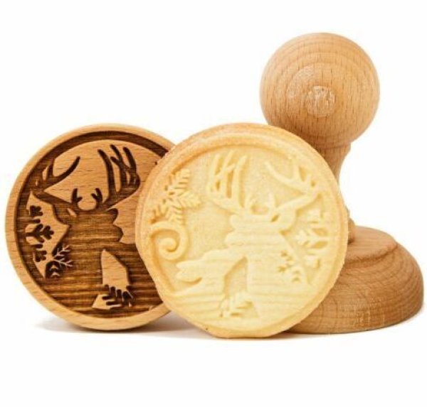 画像1: トナカイの親子*wood cookie stamp (1)