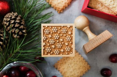 画像1: 雪の結晶＆星star*wood cookie stamp