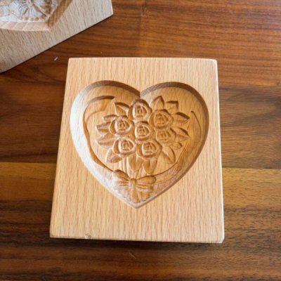 画像1: ハート＆花束/Heart Flower*wood gingerbread cookie mold