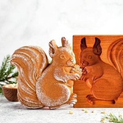 画像2: リスと松ぼっくり/Squirrel with a pinecone*wood gingerbread cookie mold