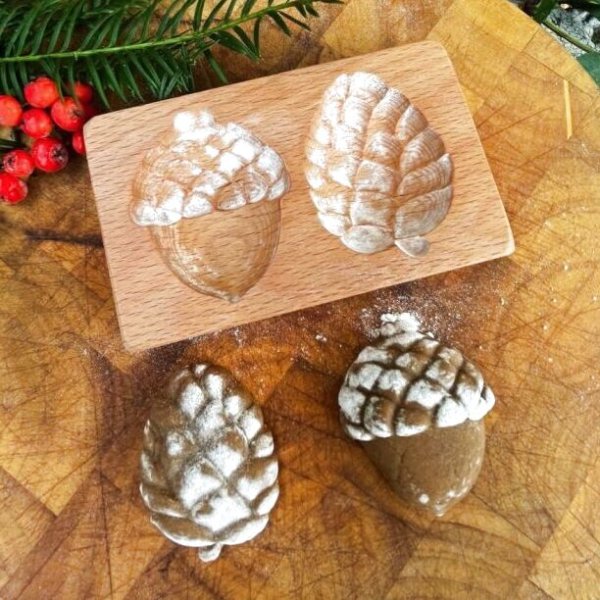 画像1: どんぐり＆松ぼっくり*wood cookie mold (1)