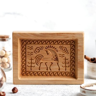 画像1: Mezen painting＜馬*horse>/wood gingerbread cookie mold