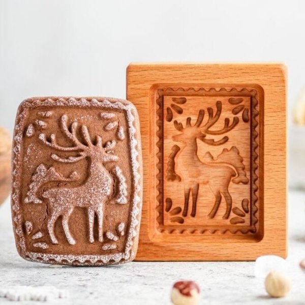 画像1: トナカイ/reindeer *wood gingerbread cookie mold (1)
