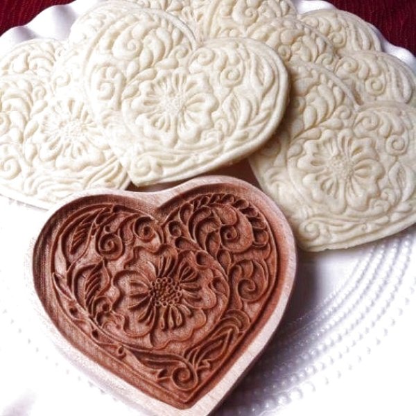 画像1: フラワーハート/Flower Heart*wood cookie mold (1)