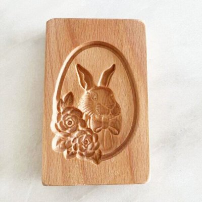 画像1: ウサギと薔薇*wood gingerbread cookie mold