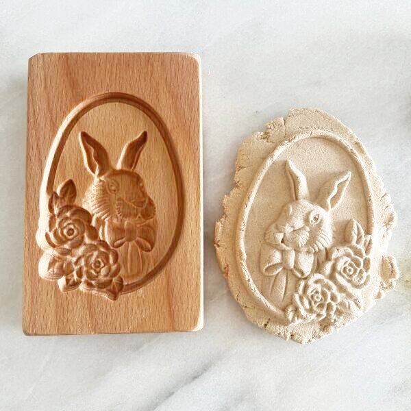 画像2: ウサギと薔薇*wood gingerbread cookie mold (2)