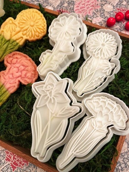 画像2: お花*4種類＜カーネーション/水仙/デイジー/タンポポ＞*cookie stamp & cutter (2)