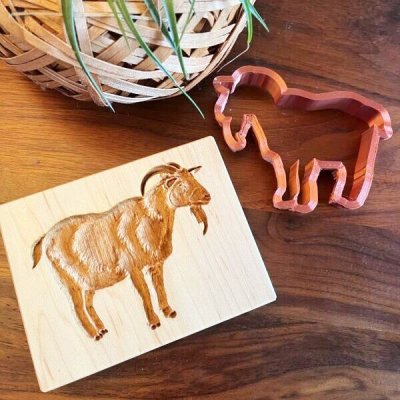 画像1: ヤギ*Goat＋カッター付き*wood cookie mold