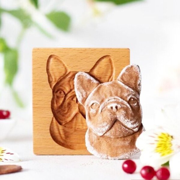 画像1: ブルドッグ/bulldog*wood gingerbread cookie mold (1)