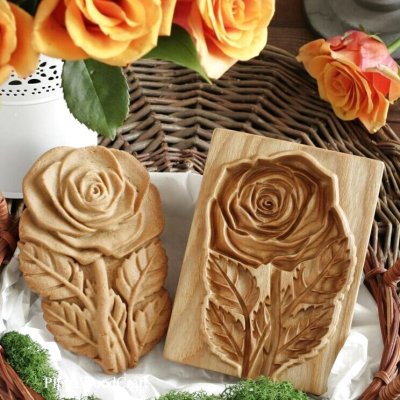 画像1: 薔薇*rose/wood gingerbread cookie mold