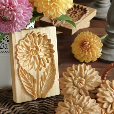 画像1: ダリア*dahlia/wood gingerbread cookie mold