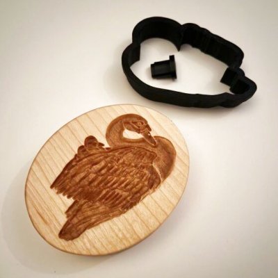 画像1: 白鳥/Swan＋カッター付き*wood cookie mold【送料無料】