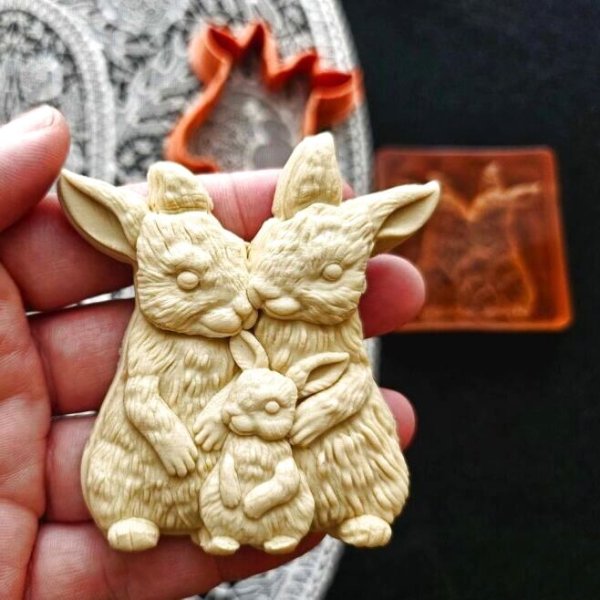 画像1:  Bunny Family / うさぎの家族 cookie stamp & cutter (1)