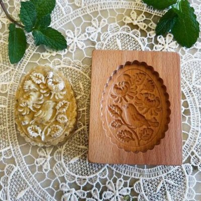 画像1: 鳥とお花*wood cookie mold