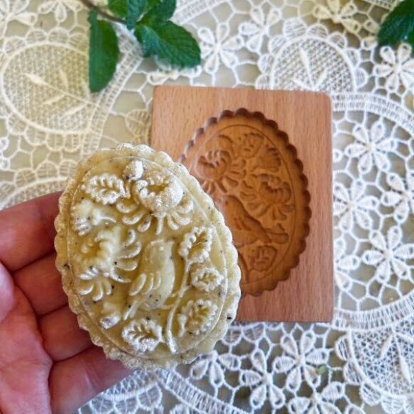 画像1: 鳥とお花*wood cookie mold (1)