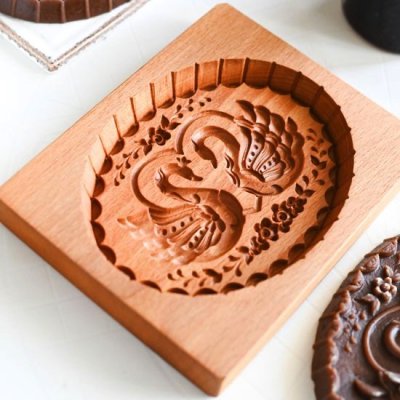 画像1: 白鳥/couple*wood gingerbread cookie mold