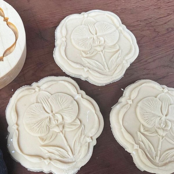 画像2: Orchid/蘭の花＋カッター付き*wood cookie mold【送料無料】 (2)