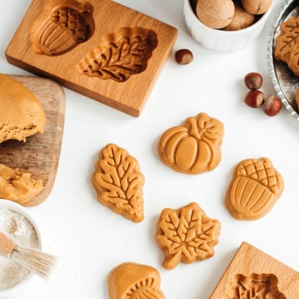 画像3: どんぐり＆葉っぱ *wood gingerbread cookie mold (3)